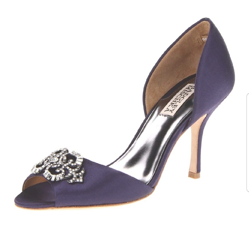 Purple Satin Badgley Mischka Salsa Peeptoe Pumps